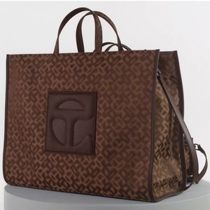 Telfar Large Jacquard Shopper - Tan Monogram